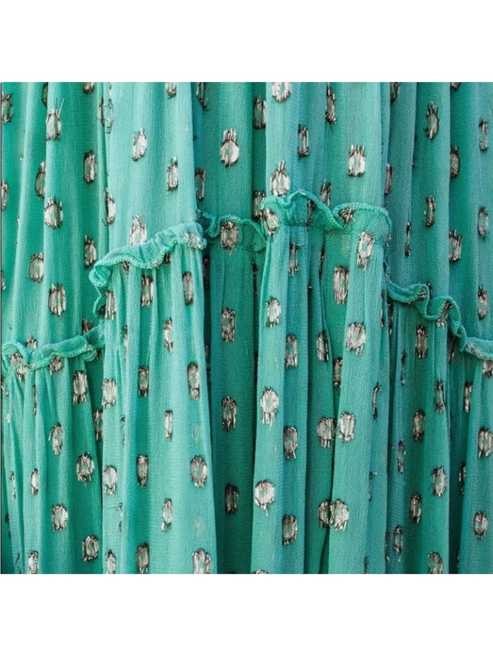 Boho Tiered V-Neck Summer Maxi Dress in Teal Floral lined. Never worn NWOT - Picture 9 of 11